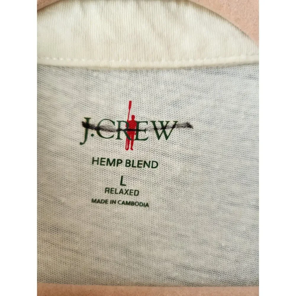 J. Crew Hemp-Organic Cotton Blend Polo Shirt White L *Flaw